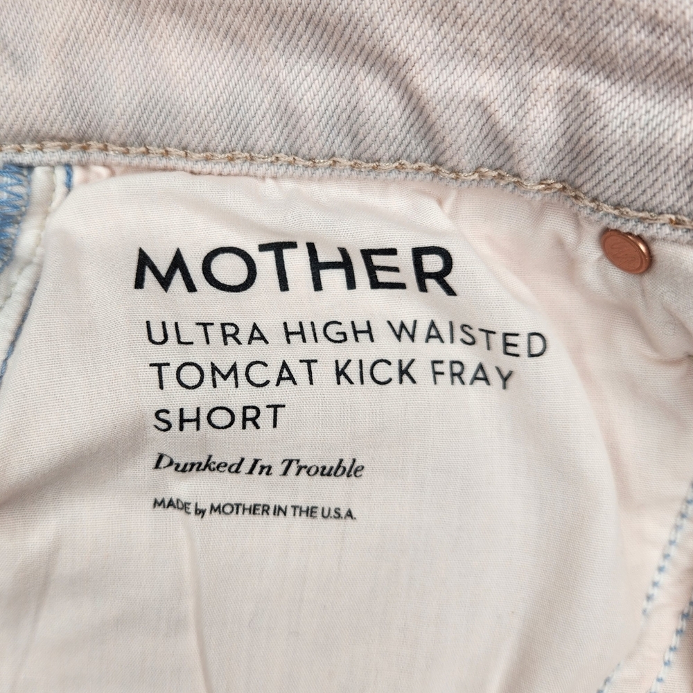 Mother Superior NWT *26 Pink Ultra High Waist Tomcat Kick Fray Shorts Distressed - Picture 6 of 15